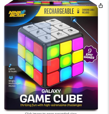 Rechargeable Game Activity Cube - 9 Fun Brain & Memory Games - Cool Toys for Boys and Girls - Christmas/Birthday Gifts for Ages 6-12+ Year Old Kids Tweens & Teens - Best Boy & Girl Toy Gift Ideas